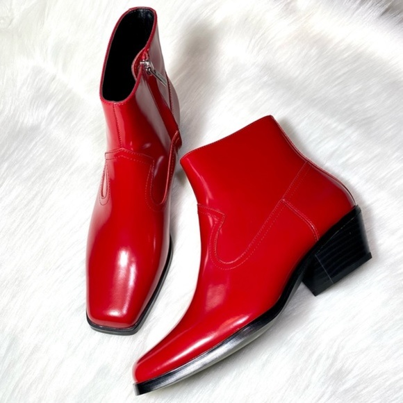 NWT CK Leather Ankle Boots Western Booties Vintage - Picture 6 of 8